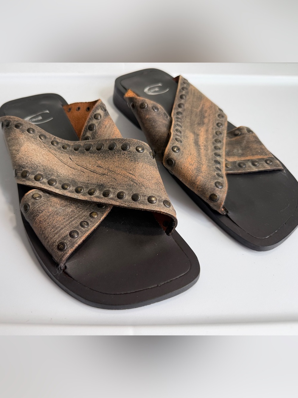 Just CAVALLI Leather Strap Sandals - Picture 3 of 11